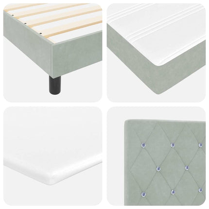 LED Box Spring Bed med madras Lysegrå 180 x 200 cm Fløjl