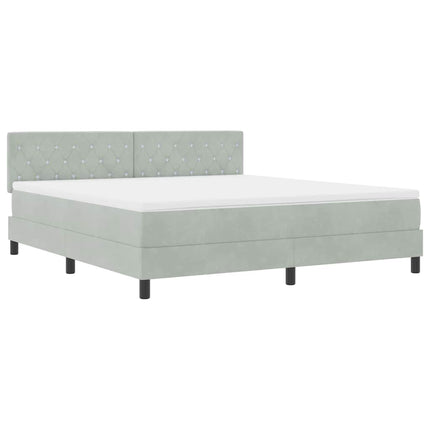 LED Box Spring Bed med madras Lysegrå 180 x 200 cm Fløjl