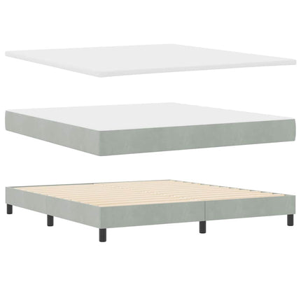 LED Box Spring Bed med madras Lysegrå 180 x 200 cm Fløjl