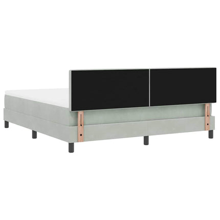 LED Box Spring Bed med madras Lysegrå 180 x 200 cm Fløjl