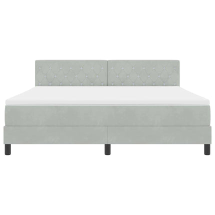 LED Box Spring Bed med madras Lysegrå 180 x 200 cm Fløjl