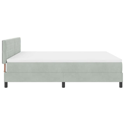 LED Box Spring Bed med madras Lysegrå 180 x 200 cm Fløjl