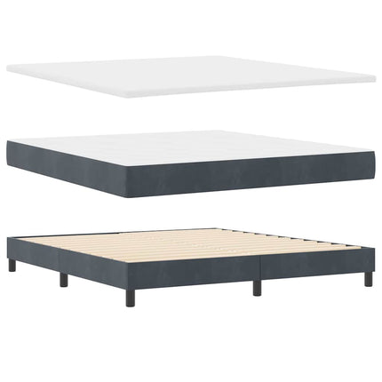 LED Box Spring Bed med madras Mørkegrå 180 x 200 cm Fløjl