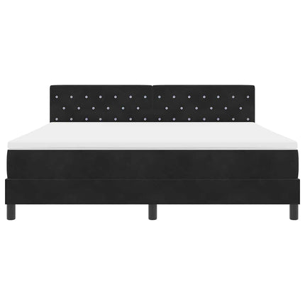 LED Box Spring Bed med madras med LED Sort 180 x 200 cm Fløjl