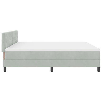 LED Box Spring Bed med madras Lysegrå 200 x 200 cm Fløjl