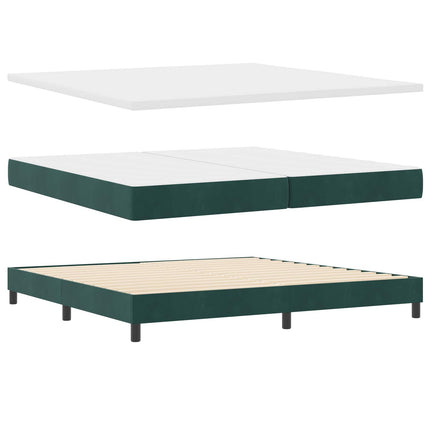 LED Box Spring Bed med pude Mørkegrøn 200 x 200 cm Fløjl