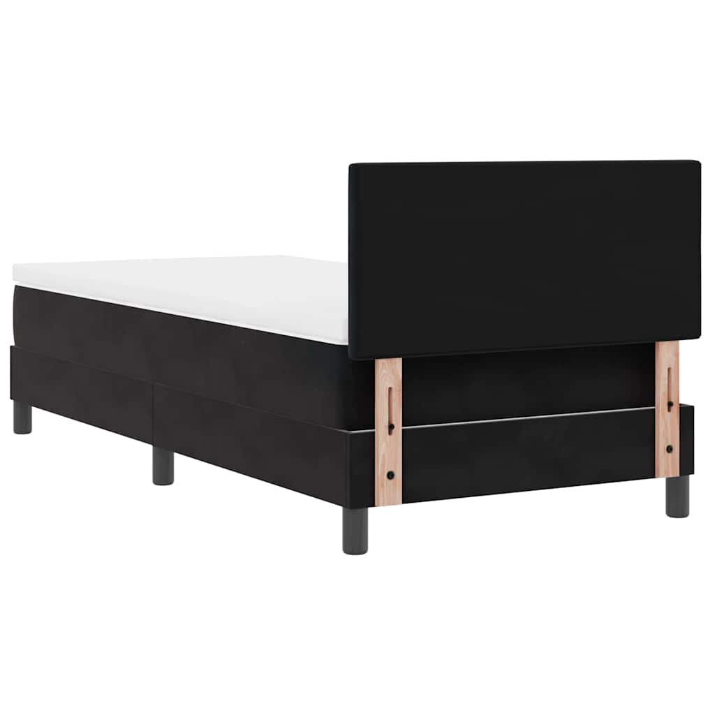 LED Box Spring Bed med madras med LED Sort 80 x 200 cm Fløjl