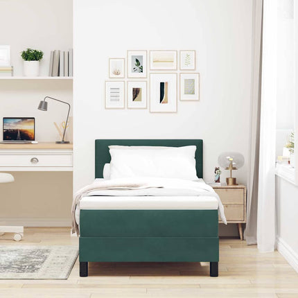 LED Box Spring Bed med hovedgærde Mørkegrøn 80 x 200 cm Fløjl