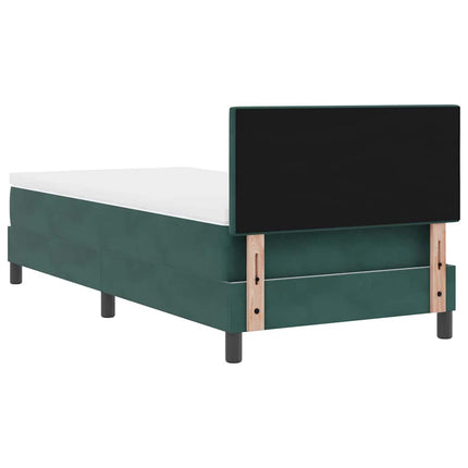 LED Box Spring Bed med hovedgærde Mørkegrøn 80 x 200 cm Fløjl