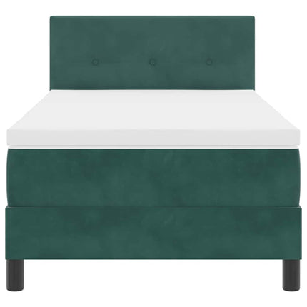 LED Box Spring Bed med hovedgærde Mørkegrøn 80 x 200 cm Fløjl