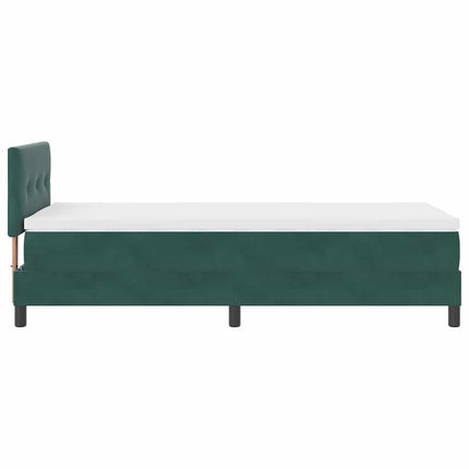 LED Box Spring Bed med hovedgærde Mørkegrøn 80 x 200 cm Fløjl