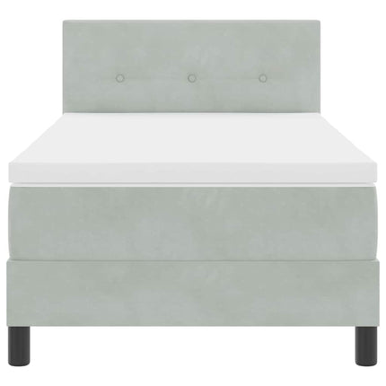 LED Box Spring Bed med hovedgærde Lysegrå 90 x 190 cm Fløjl