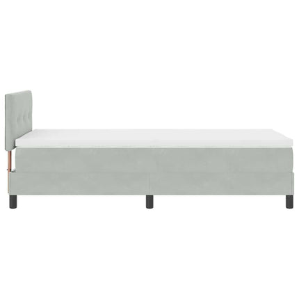 LED Box Spring Bed med hovedgærde Lysegrå 90 x 190 cm Fløjl