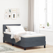 LED Box Spring Bed med madras Mørkegrå 90 x 190 cm Fløjl