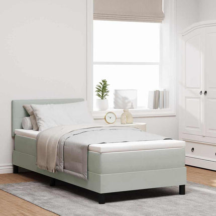 LED Box Spring Bed med hovedgærde Lysegrå 90 x 200 cm Fløjl