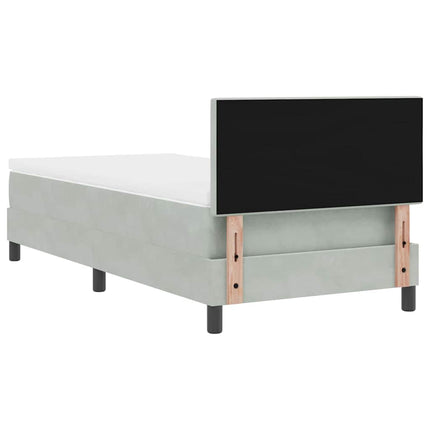LED Box Spring Bed med hovedgærde Lysegrå 90 x 200 cm Fløjl