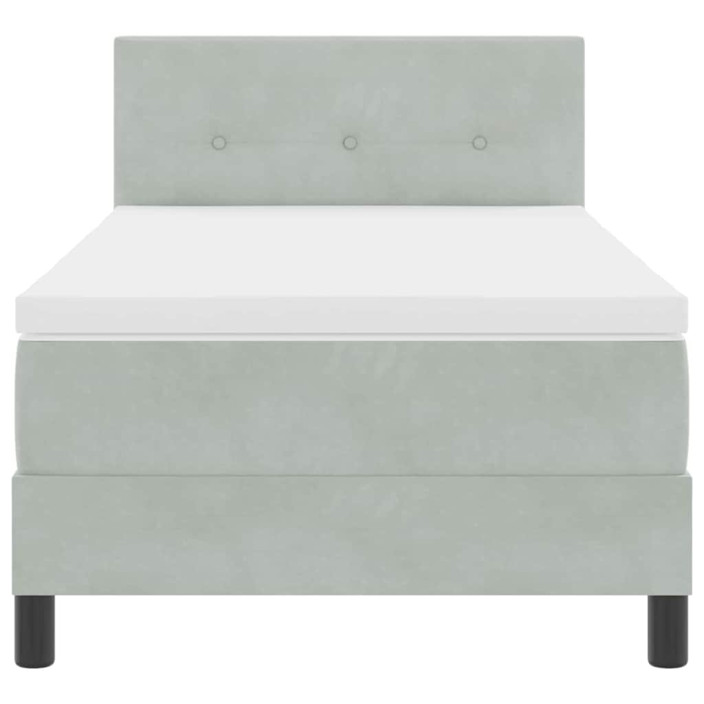 LED Box Spring Bed med madras med LED Lysegrå 90 x 200 cm Fløjl