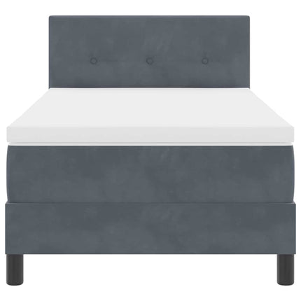 LED Box Spring Bed med hovedgærde Mørkegrå 90 x 200 cm Fløjl