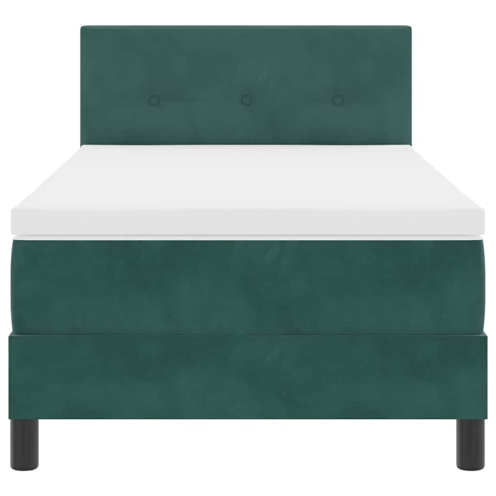 LED Box Spring Bed med madras Mørkegrøn 90 x 200 cm Fløjl