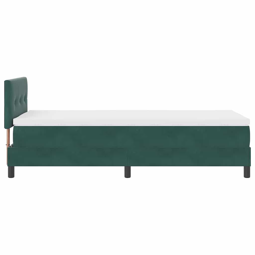 LED Box Spring Bed med madras Mørkegrøn 90 x 200 cm Fløjl