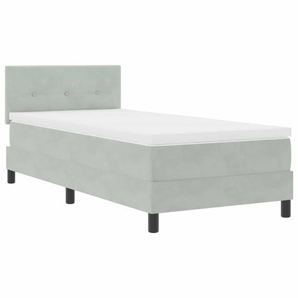 LED Box Spring Bed med hovedgærde Lysegrå 100 x 200 cm Fløjl
