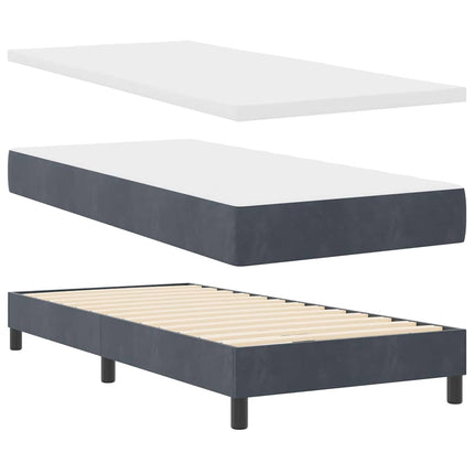 LED Box Spring Bed med hovedgærde Mørkegrå 100 x 200 cm Fløjl