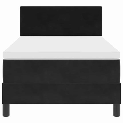LED Box Spring Bed med hovedgærde Sort 100 x 200 cm Fløjl