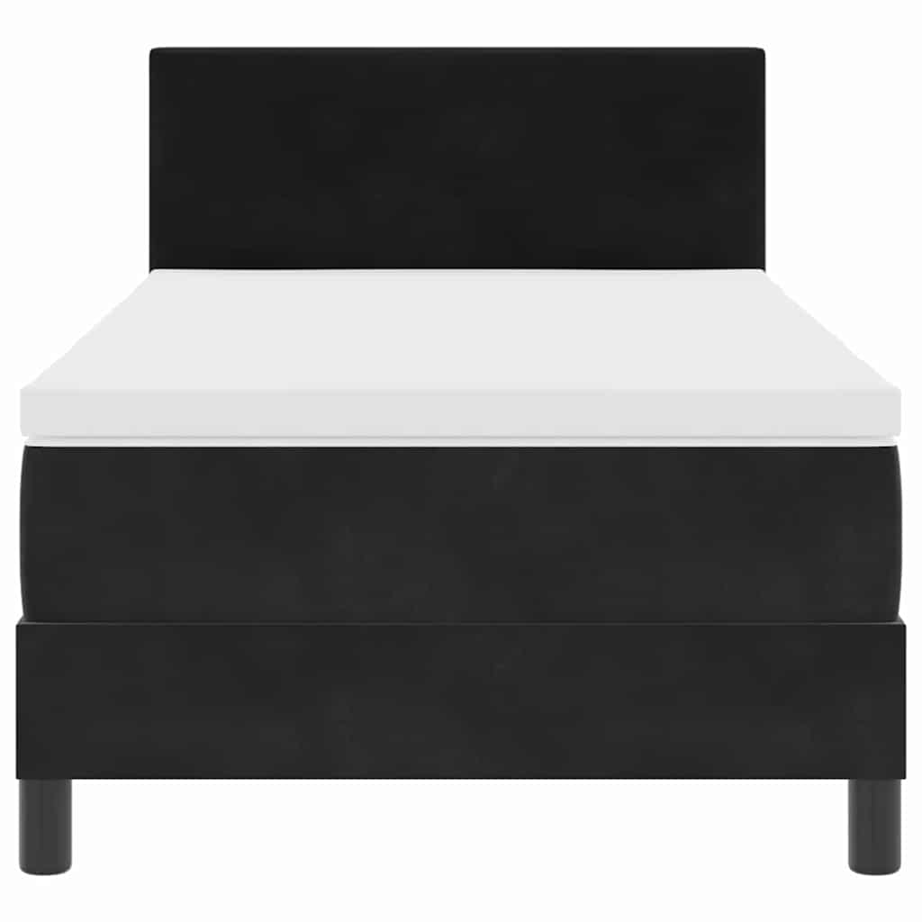 LED Box Spring Bed med madras med LED Sort 100 x 200 cm Fløjl