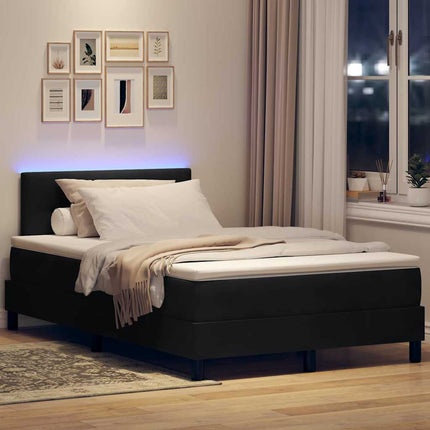 LED Box Spring Bed med LED-lysstrimler Sort 120 x 190 cm Fløjl