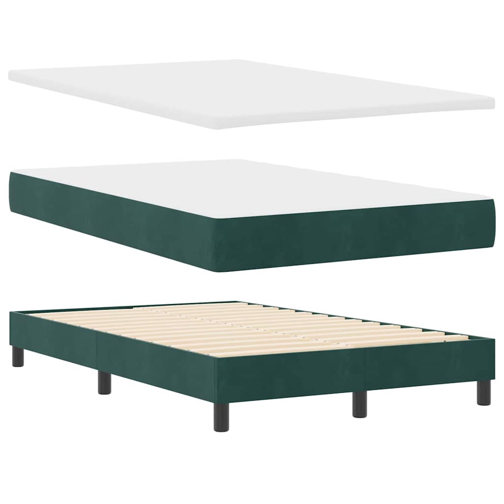 LED Box Spring Bed med madras Mørkegrøn 120 x 190 cm Fløjl