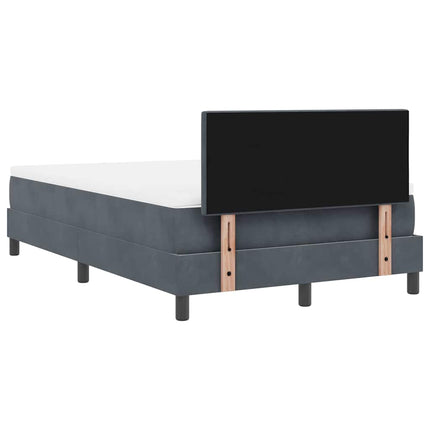 LED Box Spring Bed med hovedgærde Mørkegrå 120 x 200 cm Fløjl
