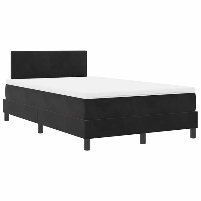 LED Box Spring Bed med pude Sort 120 x 200 cm Fløjl