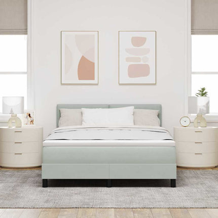 LED Box Spring Bed med hovedgærde Lysegrå 140 x 190 cm Fløjl