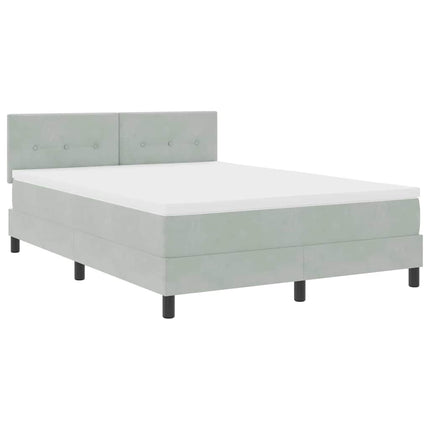 LED Box Spring Bed med hovedgærde Lysegrå 140 x 200 cm Fløjl