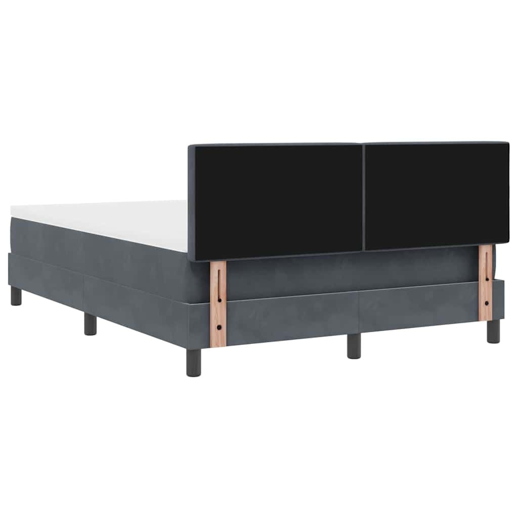 LED Box Spring Bed med madras Mørkegrå 140 x 200 cm Fløjl