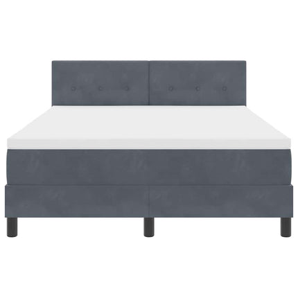 LED Box Spring Bed med hovedgærde Mørkegrå 140 x 200 cm Fløjl
