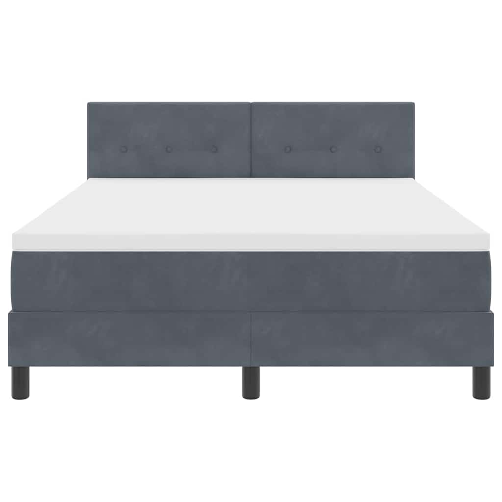 LED Box Spring Bed med madras Mørkegrå 140 x 200 cm Fløjl