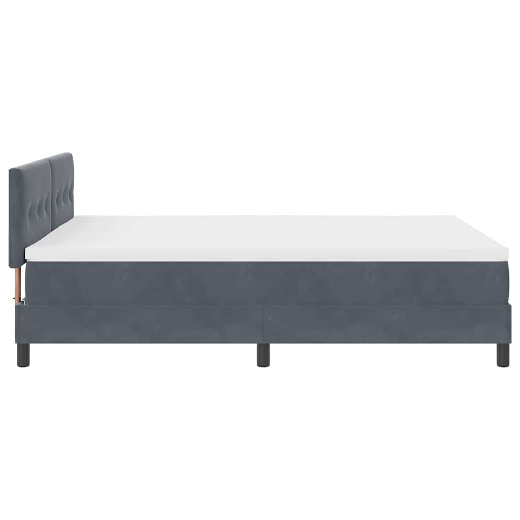 LED Box Spring Bed med madras Mørkegrå 140 x 200 cm Fløjl