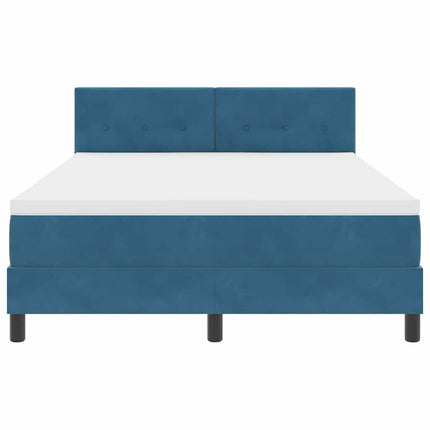 LED Box Spring Bed med hovedgærde Mørk blå 140 x 200 cm Fløjl