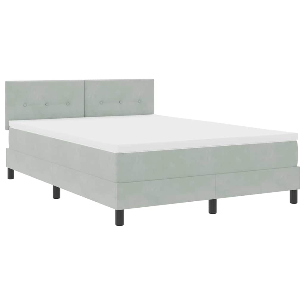 LED Box Spring Bed med madras Lysegrå 160 x 200 cm Fløjl