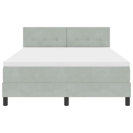LED Box Spring Bed med hovedgærde Lysegrå 160 x 200 cm Fløjl