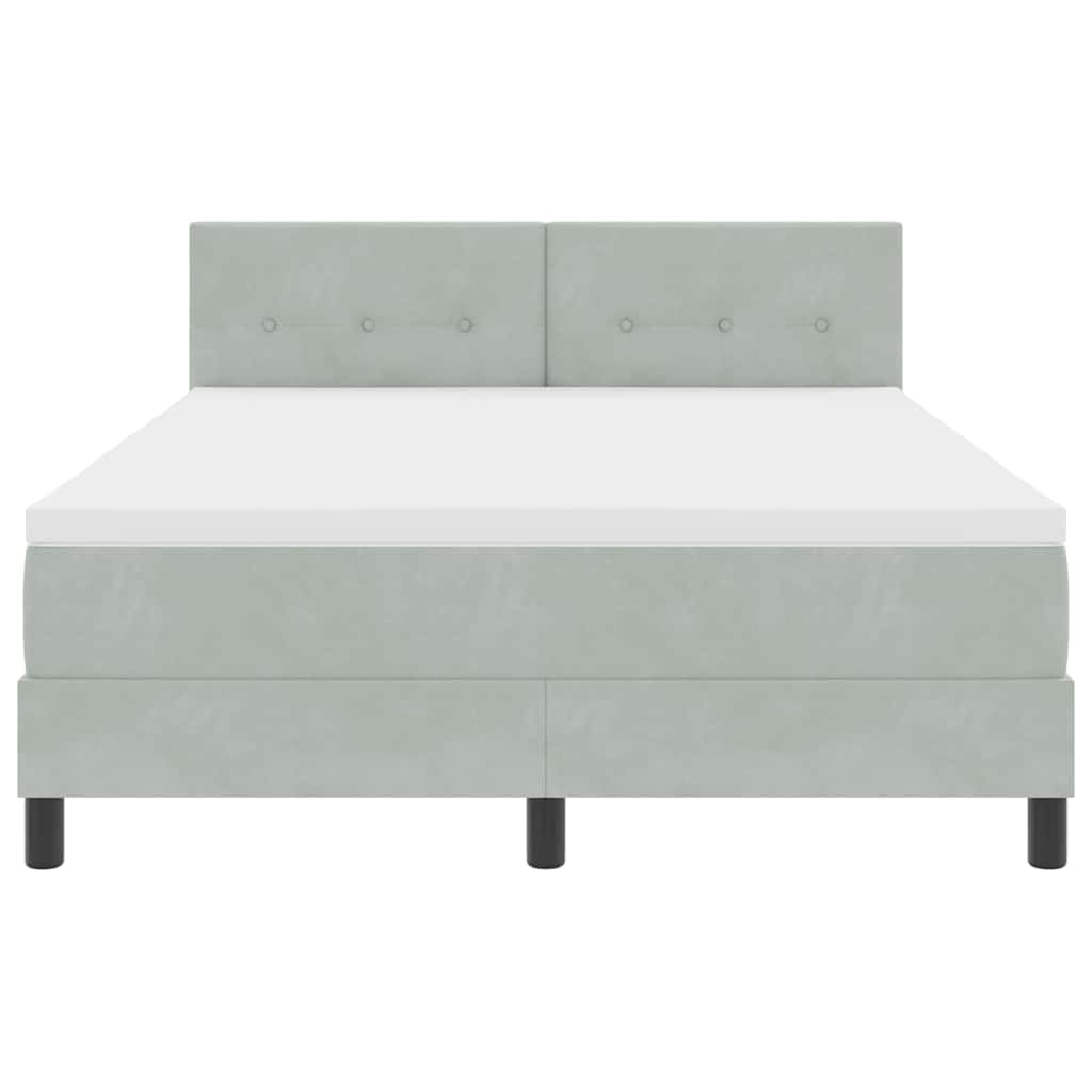 LED Box Spring Bed med madras Lysegrå 160 x 200 cm Fløjl