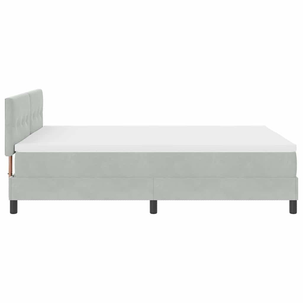 LED Box Spring Bed med madras Lysegrå 160 x 200 cm Fløjl