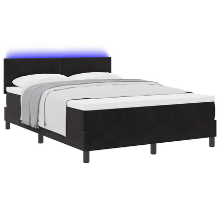 LED Box Spring Bed med hovedgærde Sort 160 x 200 cm Fløjl