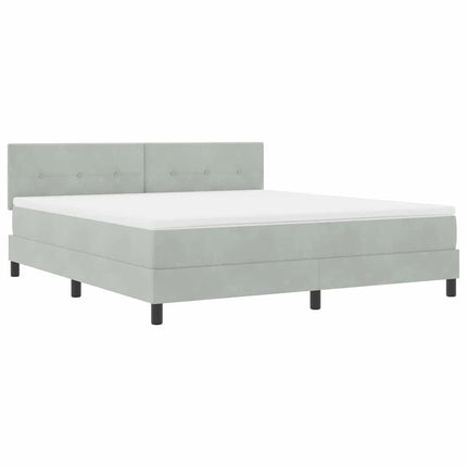 LED Box Spring Bed med hovedgærde Lysegrå 180 x 200 cm Fløjl