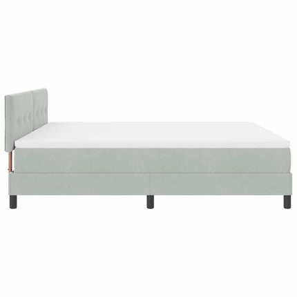 LED Box Spring Bed med hovedgærde Lysegrå 180 x 200 cm Fløjl