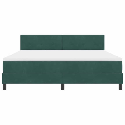 LED Box Spring Bed med hovedgærde Mørkegrøn 180 x 200 cm Fløjl