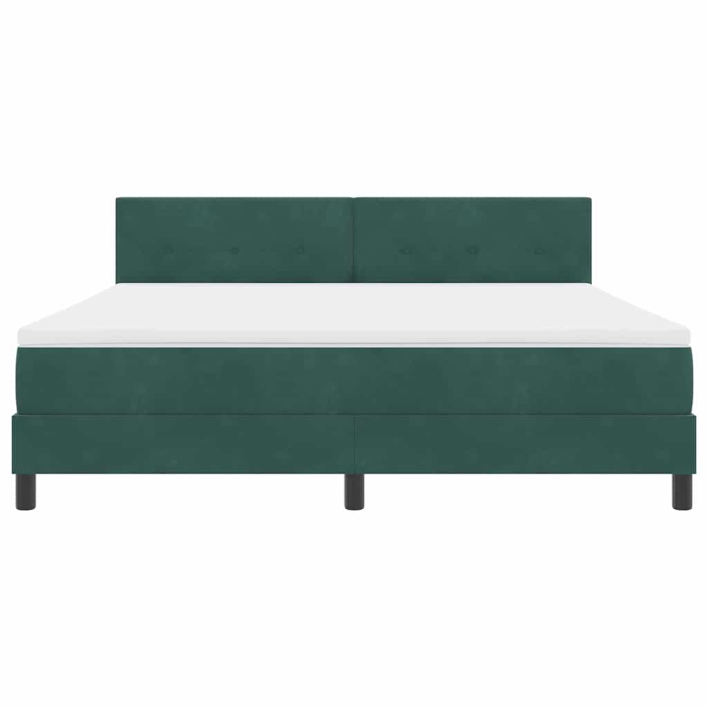 LED Box Spring Bed med madras Mørkegrøn 180 x 200 cm Fløjl