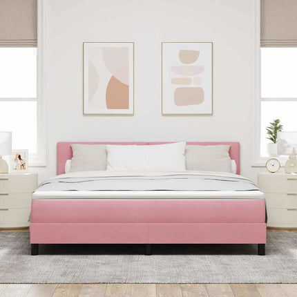 LED Box Spring Bed med hovedgærde Lyserød 180 x 200 cm Fløjl