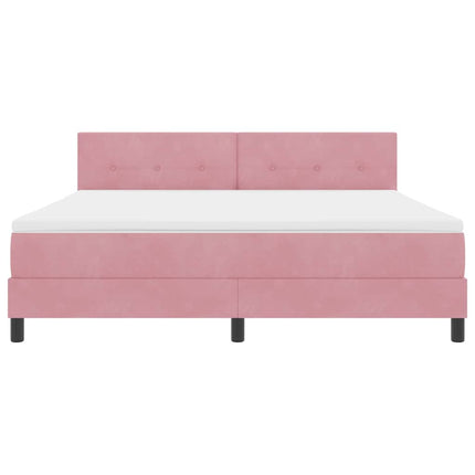LED Box Spring Bed med hovedgærde Lyserød 180 x 200 cm Fløjl